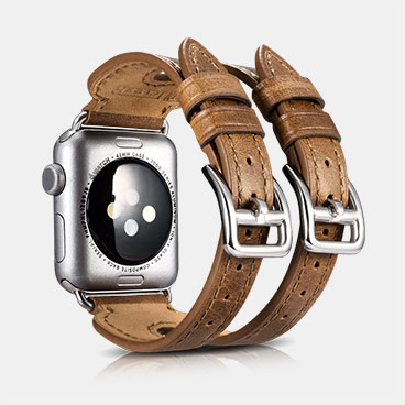Custom Leather Watch Bands Classic Series Double Buckle Cuff Genuine Leather Watchband For Apple Watch