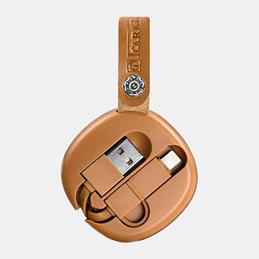 ICARER Real Leather Retractable 2 in 1 Charging Cable （Micro+Lightning）