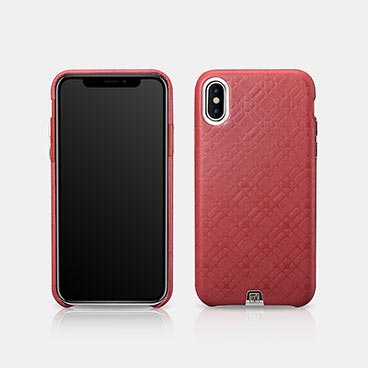 iPhone X/XS Real Leather Check Pattern Luxury Back Cover Series