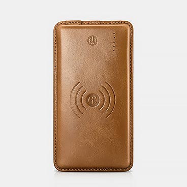 10000mAh Vintage Series Real Leather Wireless Portable Charger Power Bank