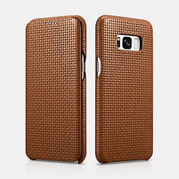 Woven Pattern Real Leather Folio SAMSUNG Galaxy S8 Plus Case