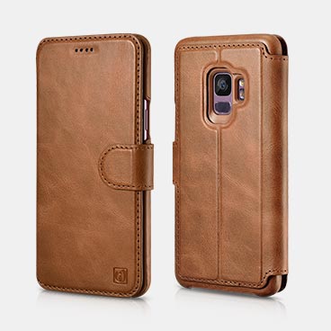 Samsung S9 Distinguished Series Real Leather Detachable 2 in 1 Wallet Folio Case with Magnetic closure