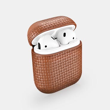 Woven Pattern  Real Leather Airpods Protective Case
