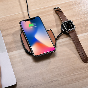 2 in 1 Leather Stretchable Fast Wireless Charger