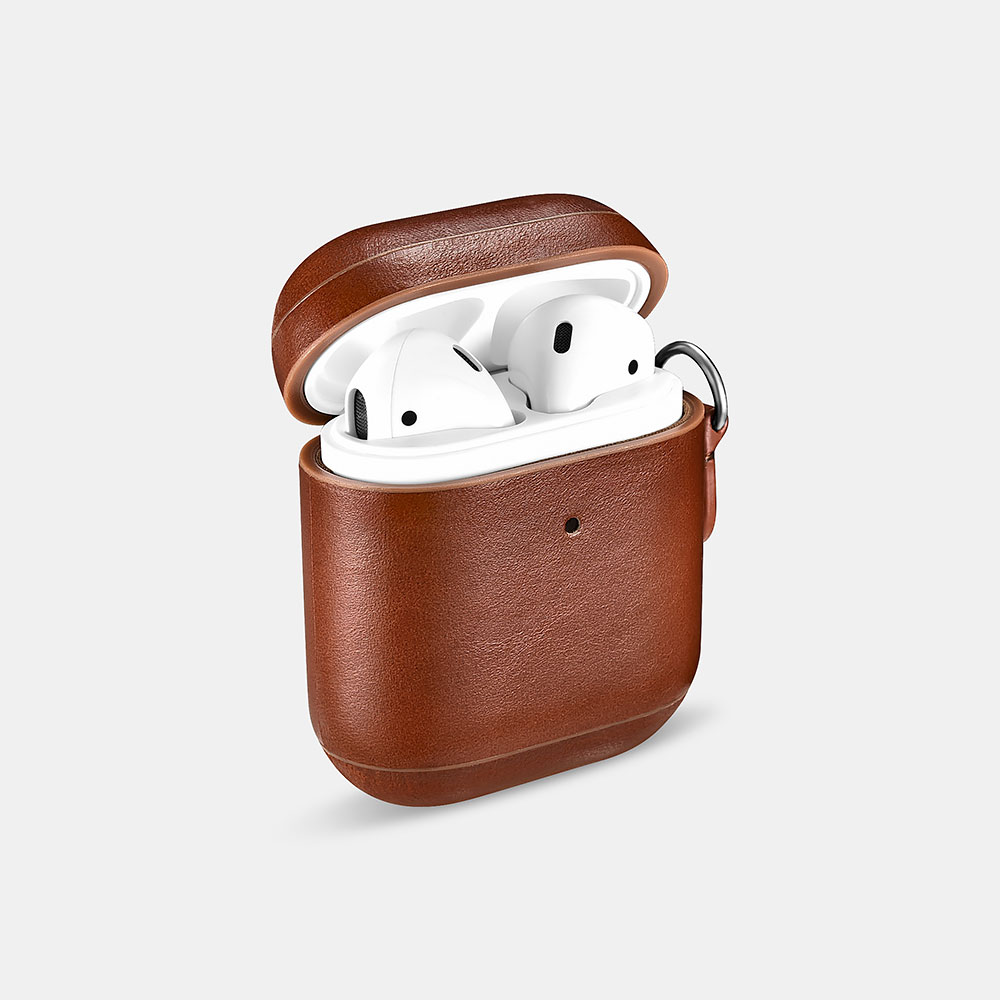Vintage Leather Airpods Protective Case with LED Indicator Hole （with Wrist Strap Lanyard）