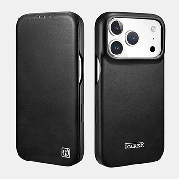 iPhone 17 Pro Max Curved Edge Oil Wax Real Leather Folio Case with Magsafe