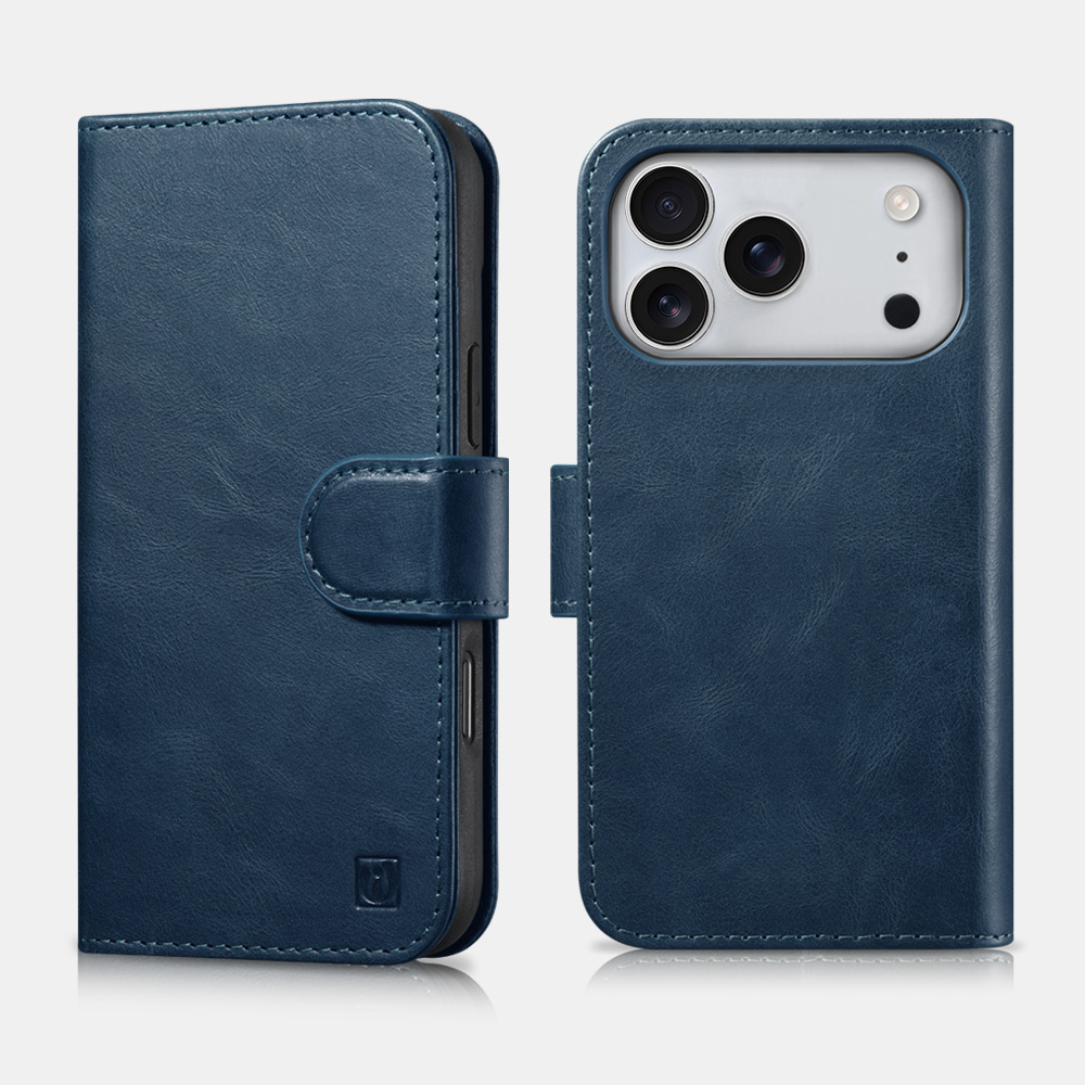 iPhone 18 Pro Oil Wax Premium Leather Detachable 2 in 1 Wallet Phone Case with RFID (TPU Back Case Support Magsafe)
